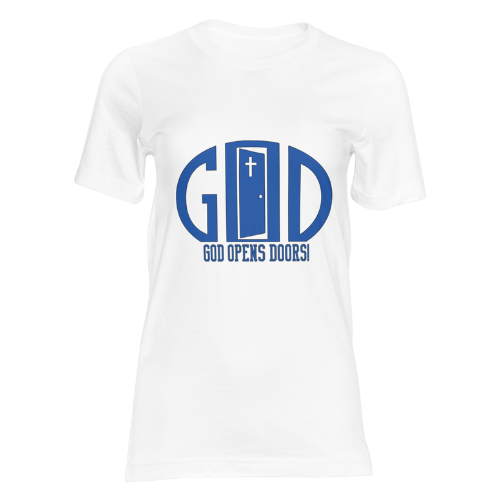 God Opens Doors Christian T-Shirt | White