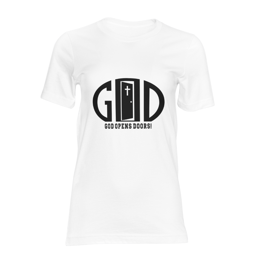 God Opens Doors Christian T-Shirt | White